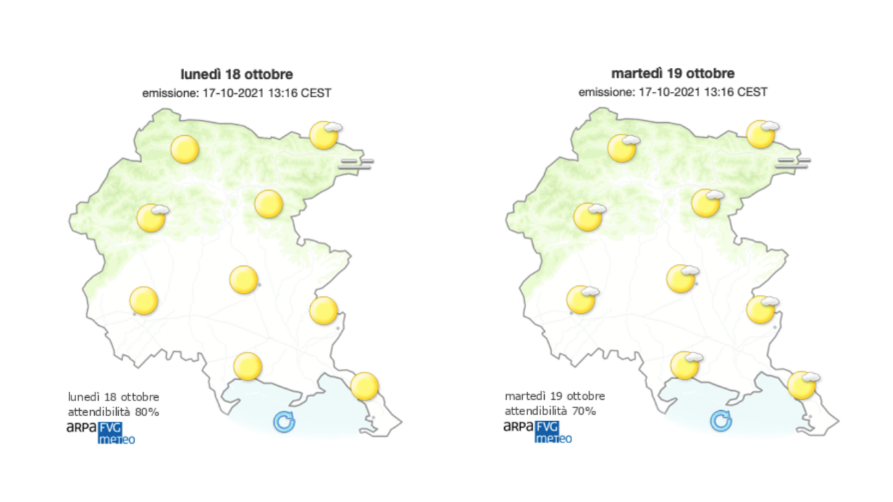 Immagine per Meteo, inizio settimana con cielo sereno sul Goriziano e brezza